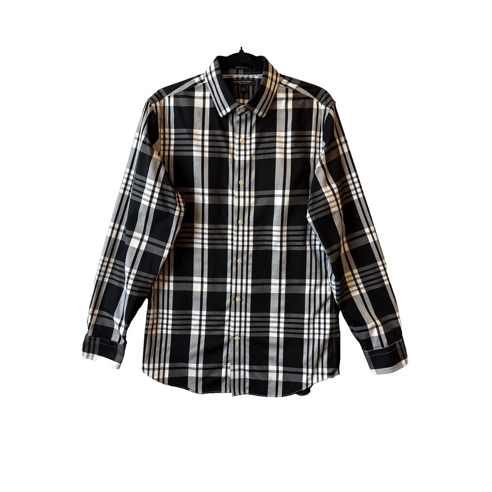 Banana Republic Grant Fit Long Sleeve Plaid Button Up Shirt M Non Iron Classic